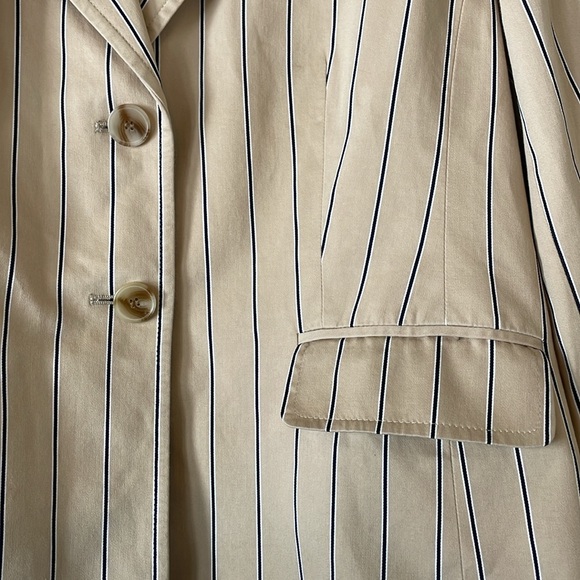 Talbots petites 10 blazer jacket tan with black and white strip s - Picture 4 of 6